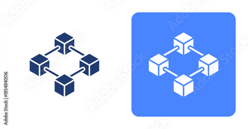 Blockchain Glyph , Two-tone color and contrasting background icon illustration
