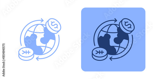 Currency Mixed , Two-tone color and contrasting background icon illustration