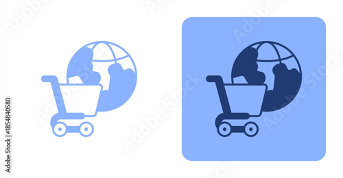 Market Mixed , Two-tone color and contrasting background icon illustration