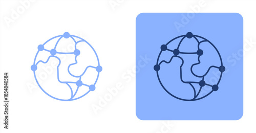 Globalization Mixed , Two-tone color and contrasting background icon illustration