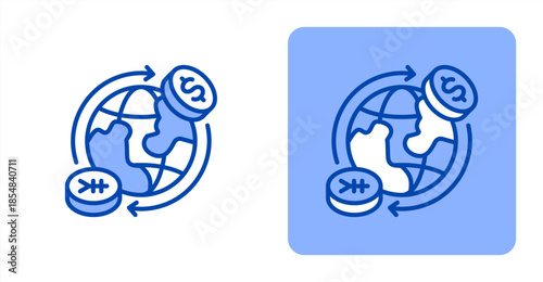 Currency Line Color , Two-tone color and contrasting background icon illustration