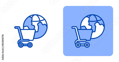 Market Line Color , Two-tone color and contrasting background icon illustration