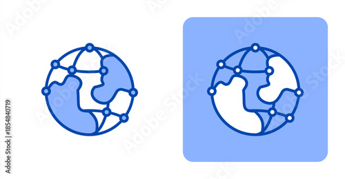 Globalization Line Color , Two-tone color and contrasting background icon illustration