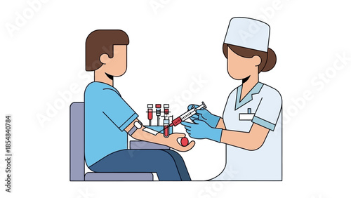 Healthcare professional drawing blood from patient in medical setting