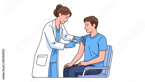Healthcare professional administering vaccine to patient in clinic setting