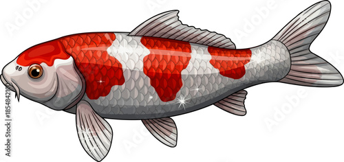 crimson scales, golden resolve a vibrant kois illustrated path to prosperity, vector isolated on transparent background