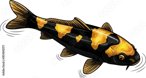 ebony and gold flow the elegant dance of prosperitys living jewel, vector isolated on transparent background