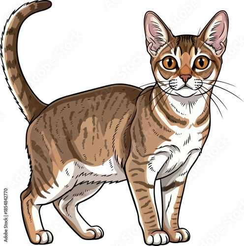 patterned perfection a portrait of an alert tabby, embodying curious, gentle companionship, vector isolated on transparent background