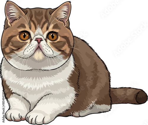 pondering plushness an exotic shorthairs sweet demeanor and irresistible allure, vector isolated on transparent background