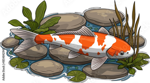 ponds heartbeat a symbol of enduring spirit, fortune, and harmonious evolution, vector isolated on transparent background