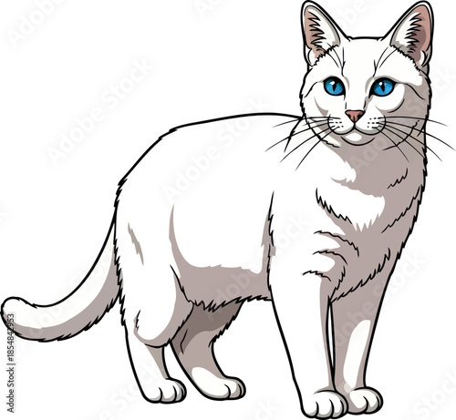 pure elegance a white felines hypnotic sapphire gaze, vector isolated on transparent background