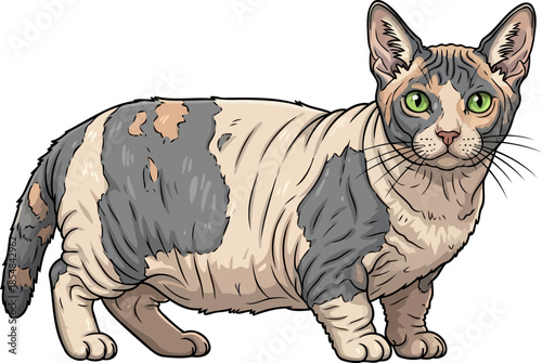 quirky paws a playful patched feline with emerald gaze, vector isolated on transparent background