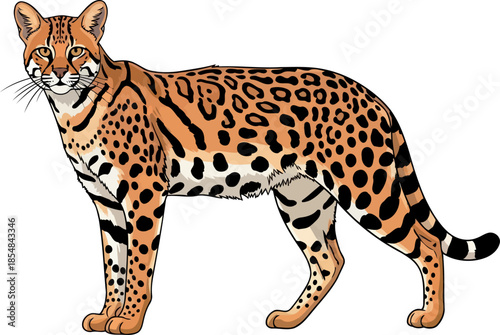 tropical guardian the ocelots mystique rendered in dynamic art, vector isolated on transparent background