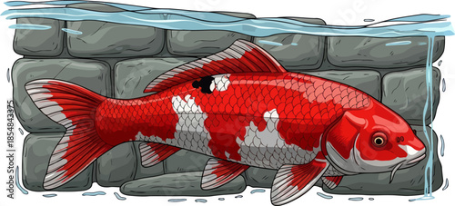 timeless flow majestic koi radiates tranquility and abundance in stillness, vector isolated on transparent background