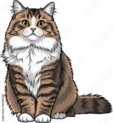velvet fur, emerald gaze a majestic felines poised charm and gentle spirit, vector isolated on transparent background