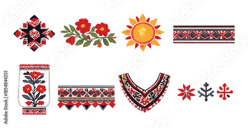 Traditional ukrainian embroidery patterns and floral designs