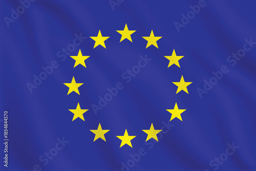 3d illustration waving flag of European Union. Vector flag of European Union. Symbol of European Union.