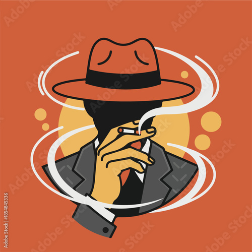 Mysterious Figure in Hat Smoking with Style and Intrigue.