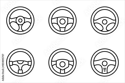 Steering wheel icon set. on white background