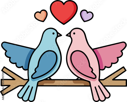 Two lovebirds on a branch
