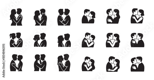 Set of romantic couple silhouettes for love and relationship design
