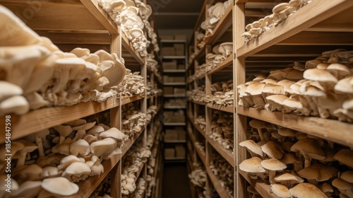 Mushroom cultivation techniques indoor farm photography storage area eye-level fungi growth insights