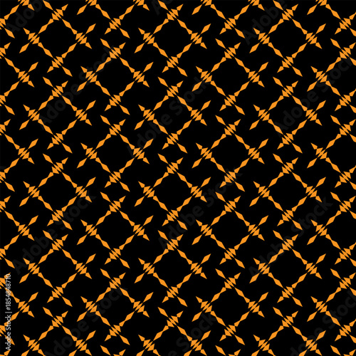 Illustration of orange barbed wire pattern on a black background.