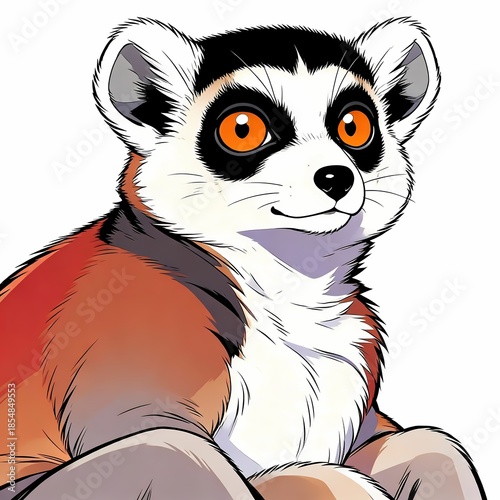 ring tailed lemur looking away illustration