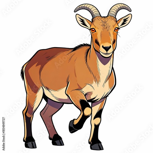 selective focus shot ibex looking camera illustration