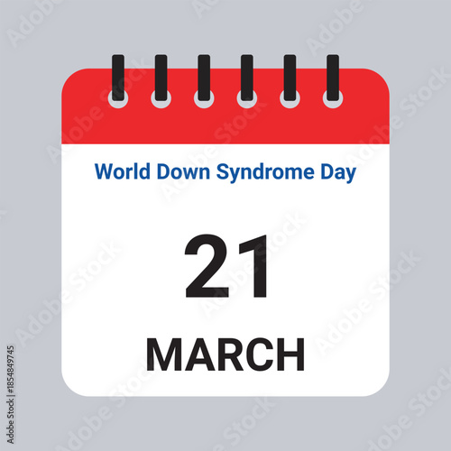 Vector Illustration of Calendar Date March 21, World Down Syndrome Day on Grey Background