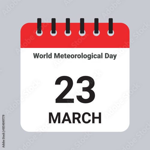 Vector Illustration of Calendar Date March 23, World Meteorological Day on Grey Background