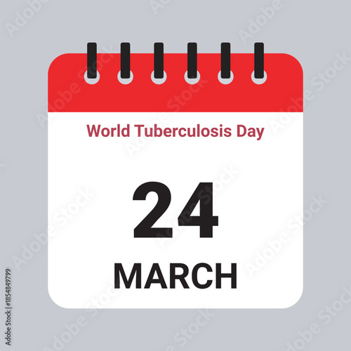 Vector Illustration of Calendar Date March 24, World Tuberculosis Day on Grey Background
