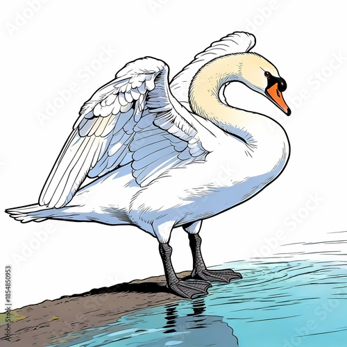 vertical shot swan pond illustration