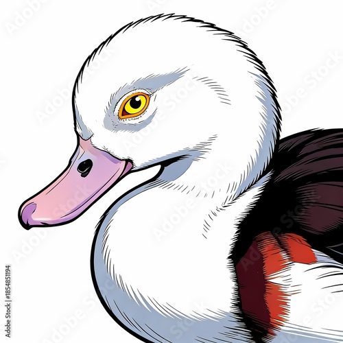 white duckling with pale yellow eyes illustration