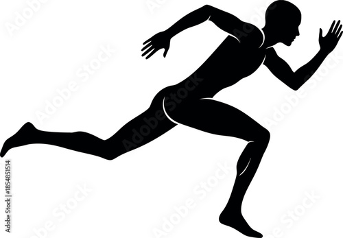 A black silhouette of a person running quickly
