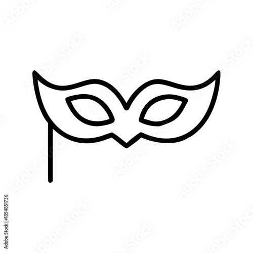 Outline of a decorative masquerade mask on a stick  