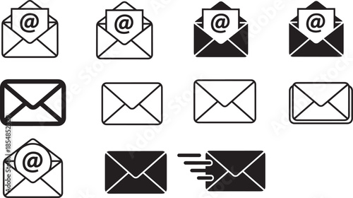 Email and envelope icons for communication and mail services