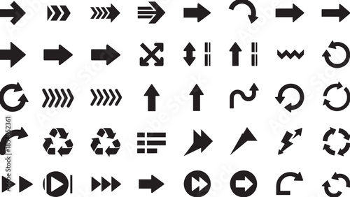 Collection of various arrow symbols for direction and navigation