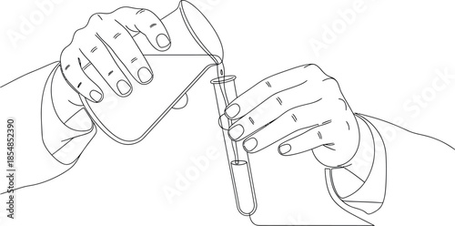 Pouring liquid from beaker into test tube