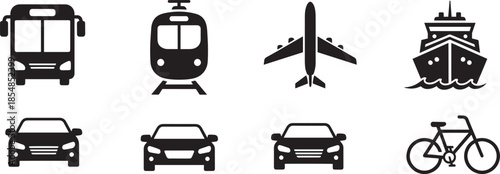 Set of transport icons for travel and city transportation