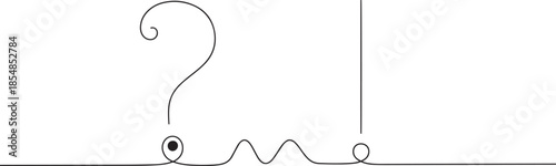 Continuous line drawing of question mark and exclamation point icon