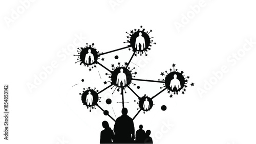 Abstract network of interconnected people symbolizing community and connection