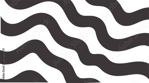 Alternating black and white wavy lines seamless pattern in monochrome