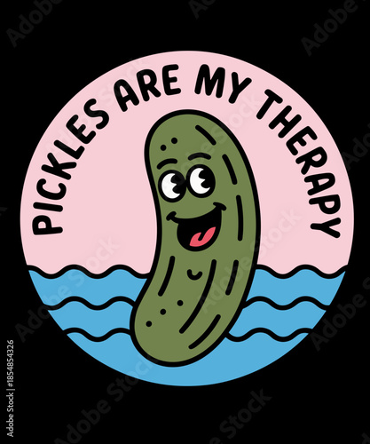 Pickles as Therapy Vegetables Cucumber Ironic Saying