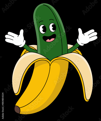 Cucumber Pickle in Banana Mashup Funny Absurd Humor