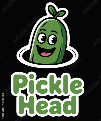 Pickle Head Funny Dill Cucumber Cartoon Humor