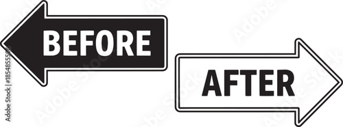 Black before and after arrows isolated on transparent background comparison signs