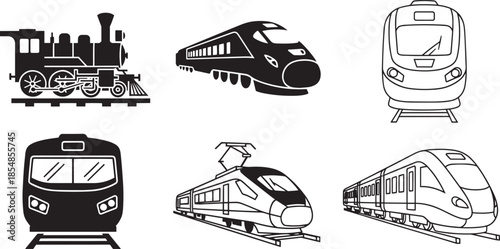 Train icons collection on transparent background vector