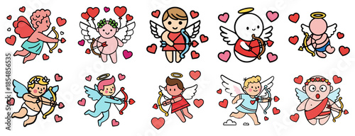 Cute Cupid Cartoon Character Set