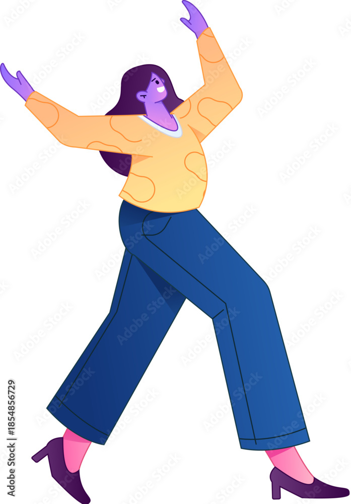 Fototapeta premium Vector flat gradient illustration depicting a confident standing posture and body movements.